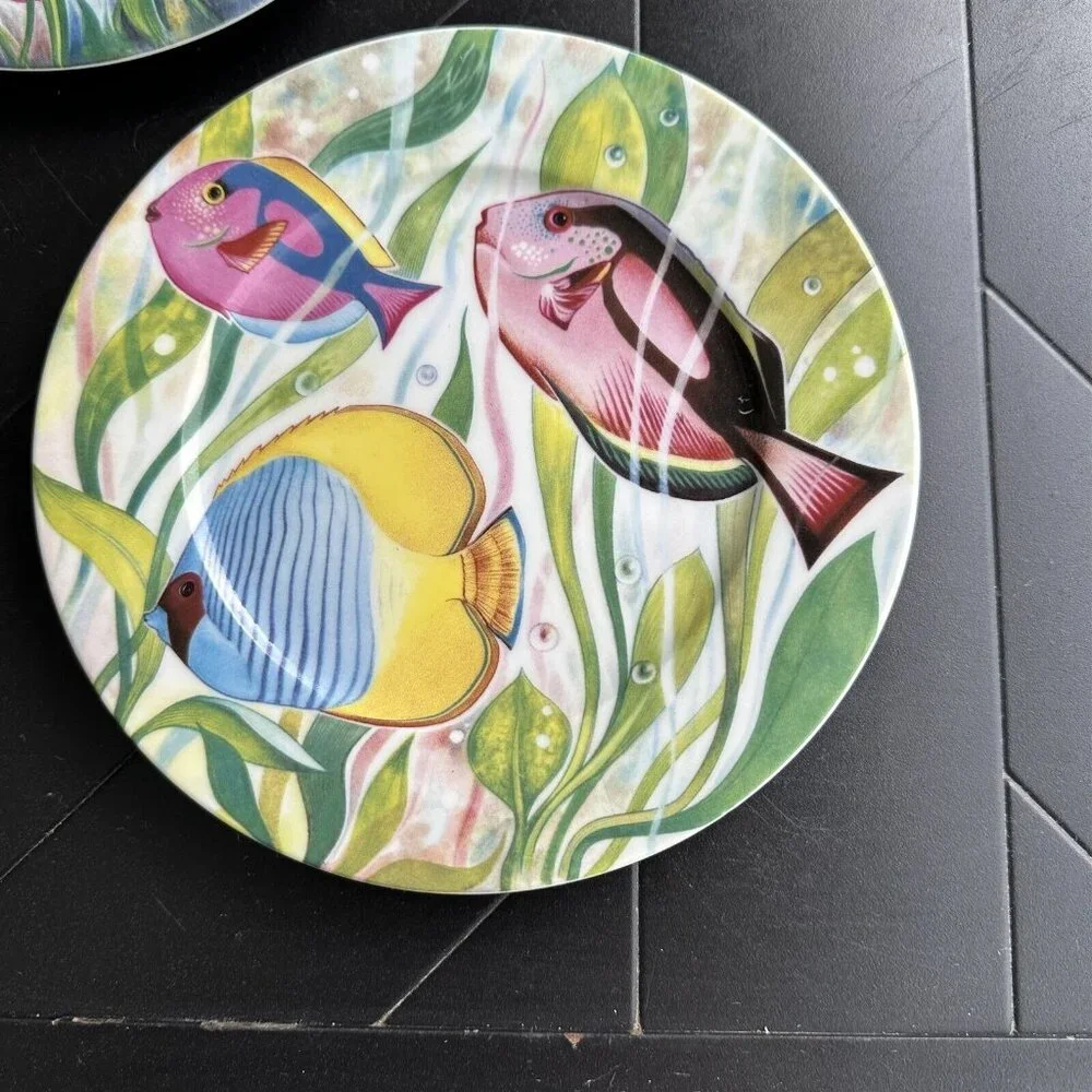 Email de Limoges Marino l. Godinger Tropical Fish Set of 2 Plates